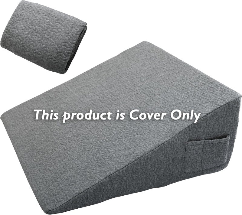 MEOVEN Wedge Pillow Cover for 24x24x10 Bed Wedge Pillow, Hypoallergenic Replacement Case Cover with Zipper & Pockets, Gray - Image 4